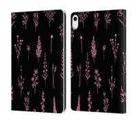 Head Case Designs Officially Licensed Anis Illustration Wild FLowers Black & Pink Spring Patterns Leather Wallet Case Compatible With Apple iPad 10.9 (2022/2025)