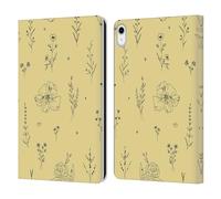 Head Case Designs Officially Licensed Anis Illustration Wild Flowers Yellow Spring Patterns Leather Wallet Case Compatible With Apple iPad 10.9 (2022/2025)