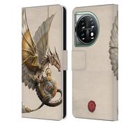 Head Case Designs Officially Licensed Anne Stokes Clockwork Dragon Steampunk Leather Book Wallet Case Cover Compatible With OnePlus 11 5G
