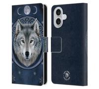 Head Case Designs Officially Licensed Anne Stokes Lunar Wolves Leather Wallet Case Compatible With Apple iPhone 16