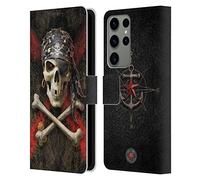 Head Case Designs Officially Licensed Anne Stokes Pirate Skull Leather Wallet Case Compatible With Samsung Galaxy S23 Ultra 5G