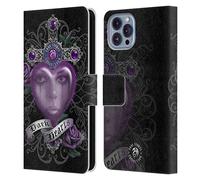 Head Case Designs Officially Licensed Anne Stokes Purple Dark Hearts Leather Wallet Case Compatible With Apple iPhone 14