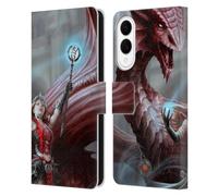 Head Case Designs Officially Licensed Anne Stokes Scarlet Mage Dragon Friendship Leather Wallet Case Compatible With Samsung Galaxy S25 Edge