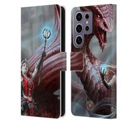 Head Case Designs Officially Licensed Anne Stokes Scarlet Mage Dragon Friendship Leather Wallet Case Compatible with Samsung Galaxy S25 Ultra