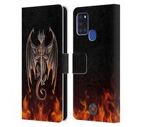 Head Case Designs Officially Licensed Anne Stokes Warrior Dragons 4 Leather Wallet Case Compatible With Samsung Galaxy A21s (2020)