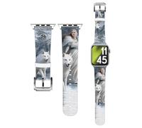 Head Case Designs Officially Licensed Anne Stokes Winter Guardians Art Mix Genuine Leather Watch Strap Compatible With Apple Watch 42/44/45/49mm