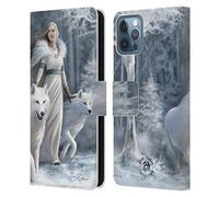 Head Case Designs Officially Licensed Anne Stokes Winter Guardians Wolves Leather Wallet Case Compatible With Apple iPhone 12 / iPhone 12 Pro