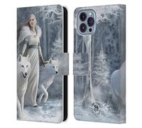 Head Case Designs Officially Licensed Anne Stokes Winter Guardians Wolves Leather Wallet Case Compatible With Apple iPhone 14