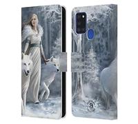 Head Case Designs Officially Licensed Anne Stokes Winter Guardians Wolves Leather Wallet Case Compatible With Samsung Galaxy A21s (2020)