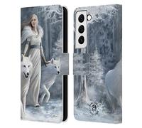 Head Case Designs Officially Licensed Anne Stokes Winter Guardians Wolves Leather Wallet Case Compatible With Samsung Galaxy S22 5G