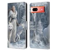 Head Case Designs Officially Licensed Anne Stokes Winter Guardians Wolves Leather Wallet Case Compatible With Google Pixel 7a