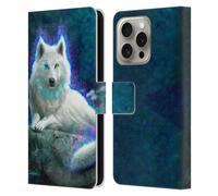 Head Case Designs Officially Licensed Anthony Christou White Wolf Fantasy Art Leather Wallet Case Compatible With Apple iPhone 16 Pro