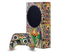 Head Case Designs Officially Licensed Aquaman DC Comics Character Collage Comic Book Cover Game Console Wrap and Game Controller Skin Bundle Compatible With Xbox Series S