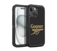 Head Case Designs Officially Licensed Arsenal FC Black and Gold Gunners Ultra-Armoured Shockproof Case [Military Grade Protection] Compatible With Apple iPhone 15
