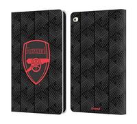 Head Case Designs Officially Licensed Arsenal FC Black Crest and Gunners Logo Leather Wallet Case Compatible With Apple iPad Air 2 (2014)