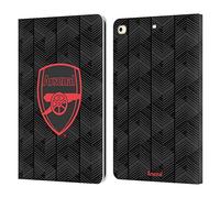Head Case Designs Officially Licensed Arsenal FC Black Crest and Gunners Logo Leather Wallet Case Compatible With Apple iPad 9.7 2017 / iPad 9.7 2018