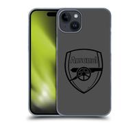 Head Case Designs Officially Licensed Arsenal FC Black Logo Crest 2 Hard Back Case Compatible With Apple iPhone 15 Plus