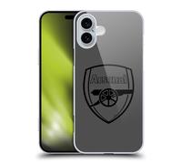 Head Case Designs Officially Licensed Arsenal FC Black Logo Crest 2 Hard Back Case Compatible With Apple iPhone 16 Plus