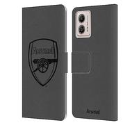 Head Case Designs Officially Licensed Arsenal FC Black Logo Crest 2 Leather Book Wallet Case Cover Compatible With Motorola Moto G53 5G