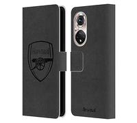 Head Case Designs Officially Licensed Arsenal FC Black Logo Crest 2 Leather Book Wallet Case Cover Compatible With Honor 50 Pro
