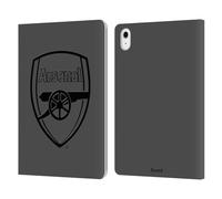 Head Case Designs Officially Licensed Arsenal FC Black Logo Crest 2 Leather Wallet Case Compatible With Apple iPad Air 11 2020/2022/2024/2025