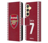 Head Case Designs Officially Licensed Arsenal FC Bukayo Saka 2022/23 Players Home Kit Leather Wallet Case Compatible With Samsung Galaxy S24 5G