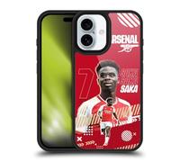 Head Case Designs Officially Licensed Arsenal FC Bukayo Saka 2023/24 First Team Gel Armour Case [Military Grade Drop Protection] Compatible With Apple iPhone 16