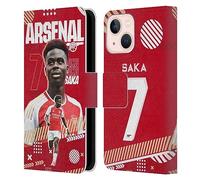 Head Case Designs Officially Licensed Arsenal FC Bukayo Saka 2023/24 First Team Leather Wallet Case Compatible With Apple iPhone 13 Mini