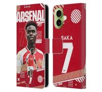 Head Case Designs Officially Licensed Arsenal FC Bukayo Saka 2023/24 First Team Leather Wallet Case Compatible With Apple iPhone 17