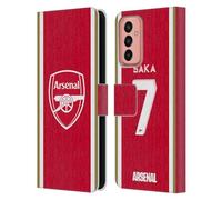 Head Case Designs Officially Licensed Arsenal FC Bukayo Saka 2023/24 Players Home Kit Leather Wallet Case Compatible With Samsung Galaxy M13 (2022)