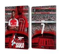 Head Case Designs Officially Licensed Arsenal FC Bukayo Saka 2024/25 First Team Leather Wallet Case Compatible With Apple iPad Pro 13 M4 2024