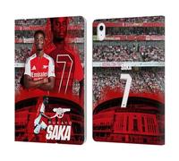 Head Case Designs Officially Licensed Arsenal FC Bukayo Saka 2024/25 First Team Leather Wallet Case Compatible With Apple iPad Air 11 2020/2022/2024/2025