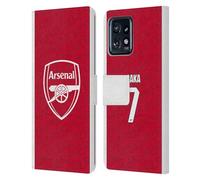 Head Case Designs Officially Licensed Arsenal FC Bukayo Saka 2025/26 Players Home Kit Leather Wallet Case Compatible With Moto Edge 40 Pro/Plus 2023