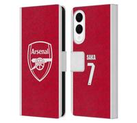 Head Case Designs Officially Licensed Arsenal FC Bukayo Saka 2025/26 Players Home Kit Leather Wallet Case Compatible With Samsung Galaxy S25 Edge