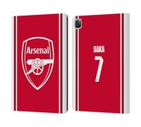 Head Case Designs Officially Licensed Arsenal FC Bukayo Saka 2026/27 Players Home Kit 1st Group Leather Wallet Case Compatible With Apple iPad Pro 12.9 2020/2021/2022