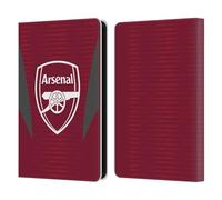 Head Case Designs Officially Licensed Arsenal FC Burgundy Training Patterns Leather Wallet Case Compatible With Amazon Kindle 11th Gen (2024)