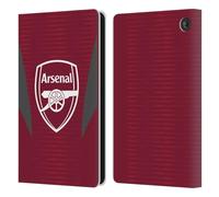 Head Case Designs Officially Licensed Arsenal FC Burgundy Training Patterns Leather Wallet Case Compatible With Amazon Fire 7 2022