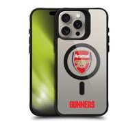 Head Case Designs Officially Licensed Arsenal FC Crest Logo Icon Black Shockproof Bumper Case [Military Grade Protection] Compatible with Apple iPhone 15 Pro Max and Compatible with MagSafe