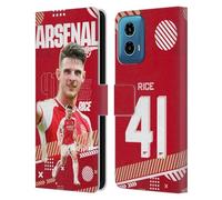 Head Case Designs Officially Licensed Arsenal FC Declan Rice 2023/24 First Team Leather Book Wallet Case Cover Compatible With Motorola Moto G34 5G