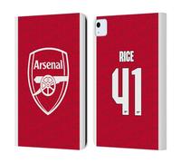 Head Case Designs Officially Licensed Arsenal FC Declan Rice 2025/26 Players Home Kit Leather Wallet Case Compatible With Apple iPad Air 11 2020/2022/2024/2025