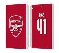 Head Case Designs Officially Licensed Arsenal FC Declan Rice 2025/26 Players Home Kit Leather Wallet Case Compatible With Apple iPad 10.2 2019/2020/2021