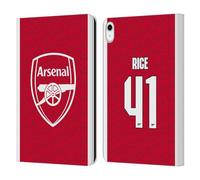 Head Case Designs Officially Licensed Arsenal FC Declan Rice 2025/26 Players Home Kit Leather Wallet Case Compatible With Apple iPad 10.9 2022/2025