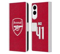 Head Case Designs Officially Licensed Arsenal FC Declan Rice 2025/26 Players Home Kit Leather Wallet Case Compatible With Samsung Galaxy S25 Edge