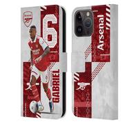 Head Case Designs Officially Licensed Arsenal FC Gabriel Magalhães 2022/23 First Team Leather Wallet Case Compatible With Apple iPhone 15 Pro Max