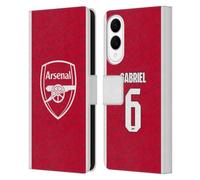 Head Case Designs Officially Licensed Arsenal FC Gabriel Magalhães 2025/26 Players Home Kit Leather Wallet Case Compatible With Samsung Galaxy S25 Edge