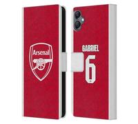 Head Case Designs Officially Licensed Arsenal FC Gabriel Magalhães 2025/26 Players Home Kit Leather Wallet Case Compatible With Samsung Galaxy A05