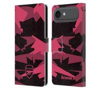 Head Case Designs Officially Licensed Arsenal FC Geometric Pink Crest and Gunners Logo Leather Wallet Case Compatible With Apple iPhone 17 Air