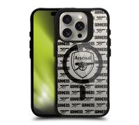 Head Case Designs Officially Licensed Arsenal FC Gunners Pattern Logo Icon Black Shockproof Bumper Case [Military Grade Protection] Compatible with and Compatible with MagSafe Apple iPhone 15 Pro