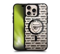 Head Case Designs Officially Licensed Arsenal FC Gunners Pattern Logo Icon Black Shockproof Bumper Case [Military Grade Protection] Compatible with Apple iPhone 16 Pro Max and Compatible with MagSafe