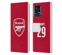 Head Case Designs Officially Licensed Arsenal FC Kai Havertz 2025/26 Players Home Kit Leather Wallet Case Compatible With Moto Edge 40 Pro/Plus 2023